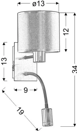 Kinkiet Sylwana 1x40W E14 + LED  z wyłącznikiem chrom / burgund ciemny