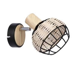 Kinkiet Tajga lampa czarny+drewniany 1x40W E14 klosz czarny+drewniany