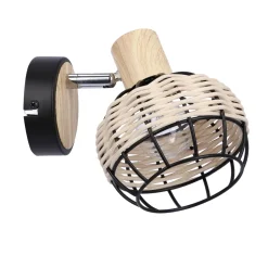 Kinkiet Tajga lampa czarny+drewniany  1x40W E14 klosz czarny+drewniany