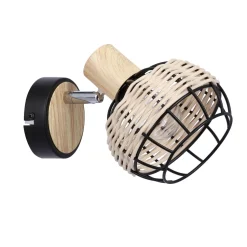 Kinkiet Tajga lampa czarny+drewniany  1x40W E14 klosz czarny+drewniany