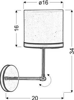 Kinkiet Tida 1x40W E14 chrom/abażur płótno/skóra