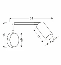 Kinkiet Tina lampa czarno złoty 1x15W  GU10