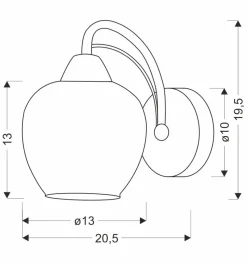 Kinkiet TOBIAS lampa patynowy 1x40W E27  klosz bursztynowy