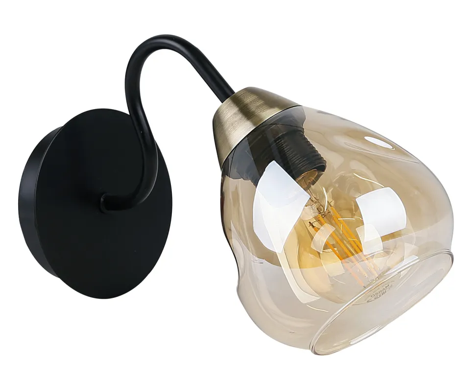 Kinkiet Unica lampa czarny+złoty 1x40W E27 klosz dymiony