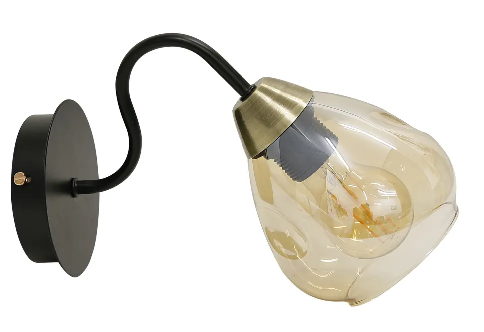 Kinkiet Unica lampa czarny+złoty 1x40W E27 klosz dymiony