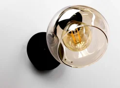 Kinkiet Unica lampa czarny+złoty 1x40W E27 klosz dymiony