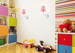 Kinkiet York biały, różowy klosz