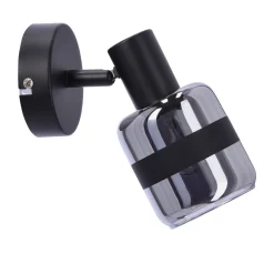 Kinkiet Yuki lampa czarny matowy 1x15W  E14 klosz dymiony