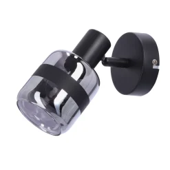 Kinkiet Yuki lampa czarny matowy 1x15W  E14 klosz dymiony