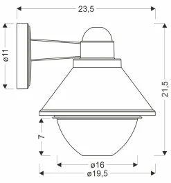 Kinkiet zewnętrzny Saginia lampa  ogrodowa 23,5x20,5cm czarny 1x40W E27 klosz okrągły IP44