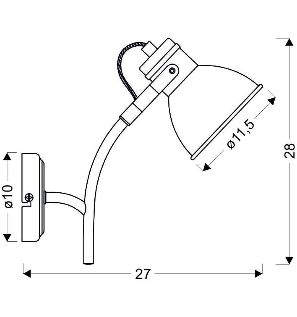 Kinkiet Zumba na wysięgniku 1x40W E14 biały+czarny
