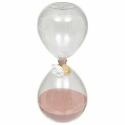 Klepsydra Flo szklana 20cm z różowym piaskiem