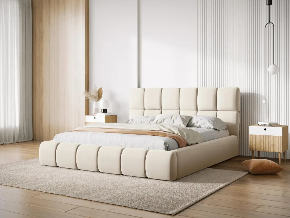 Łóżko Bellis Light Beige Velvet 200x200cm