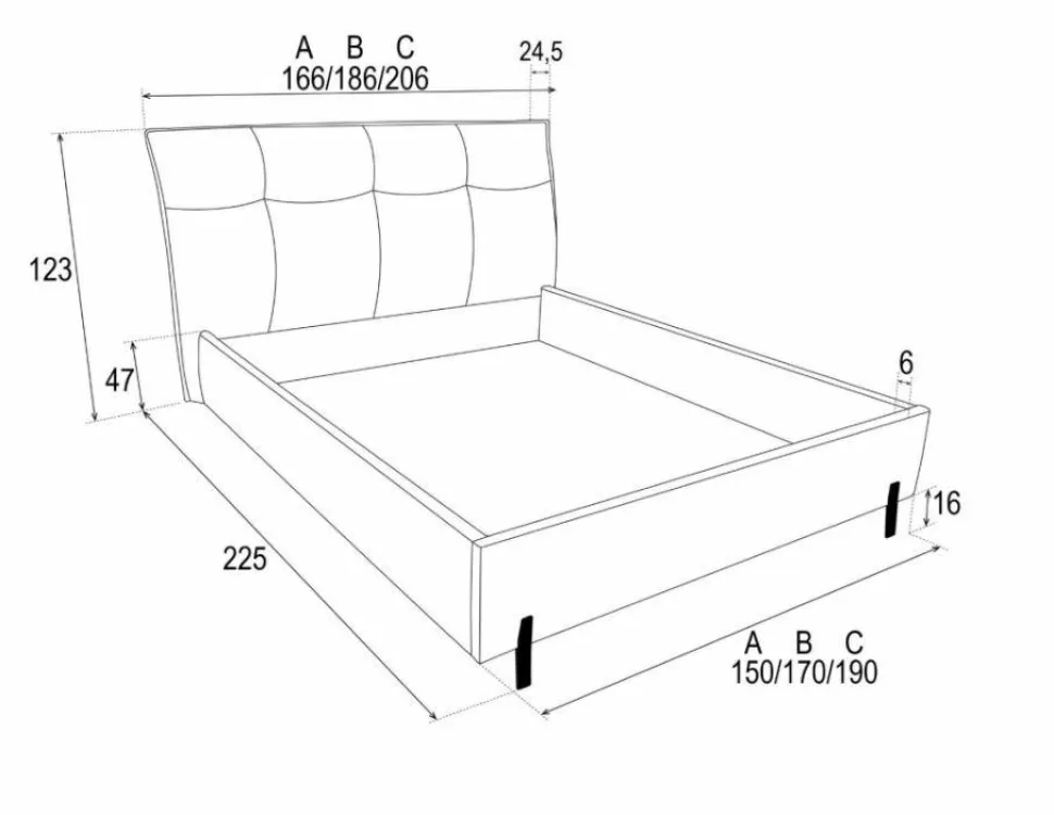 Łóżko Biscuit 160x200cm szare ciemne Cosy 7 GR2