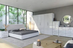 Łóżko Flory 160 cm podnoszony stelaż biały połysk