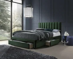 Łóżko Grace z szufladami ciemny zielony