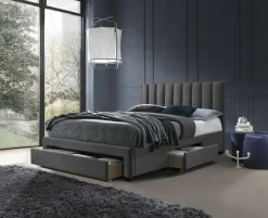 Łóżko Grace z szufladami popiel velvet
