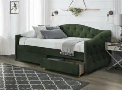 Łóżko Hola z szufladami ciemny zielony