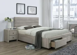 Łóżko Kaylo z szufladami beżowy