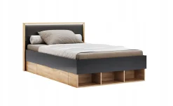 Łóżko Lana 120x200 cm z LED dąb/szary