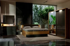 Łóżko Lana 180x200 cm z szufladami dąb/szary