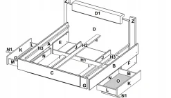 Łóżko Lana 160x200 cm z szufladami dąb/szary