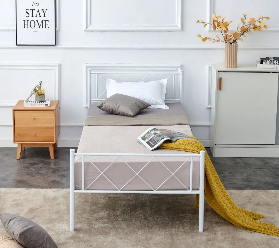 Łóżko Muriel metalowe białe