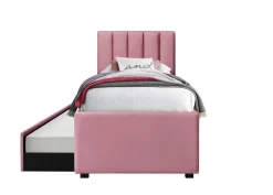 Łóżko pojedyncze Ovilea Velvet różowy 90 cm