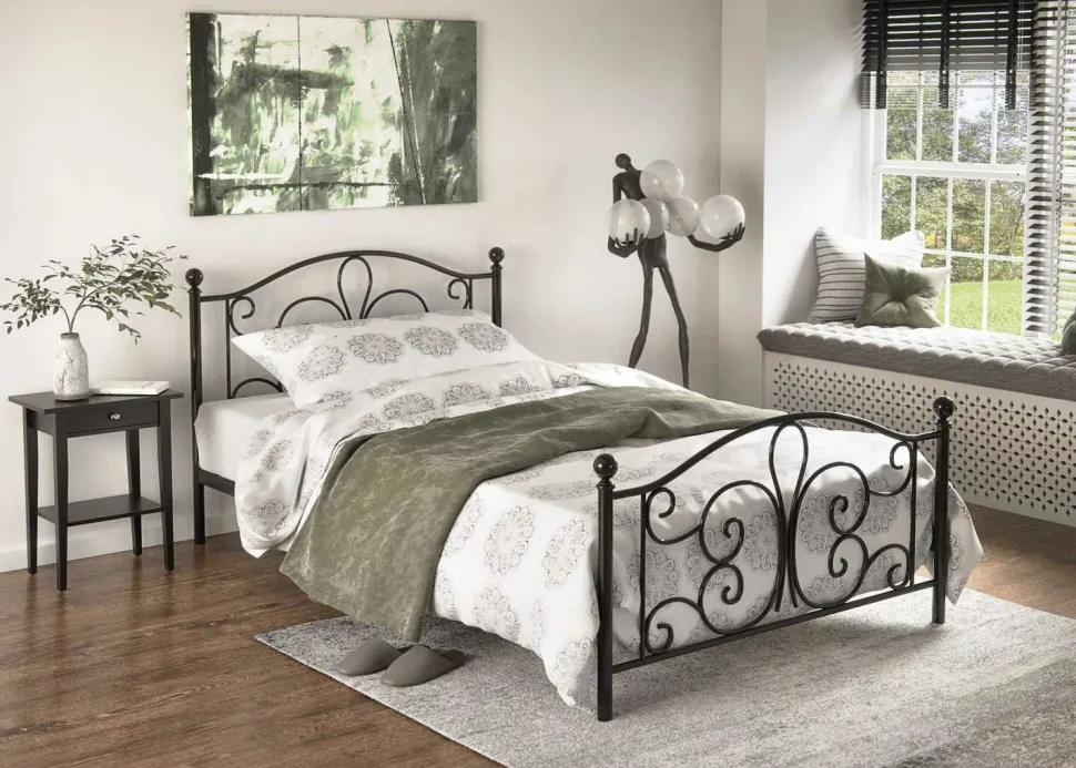 Łóżko Tala 90 cm metalowe czarny