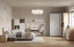 Łóżko Tissa z oświetleniem LED 140x200cm  dąb craft/ biały połysk