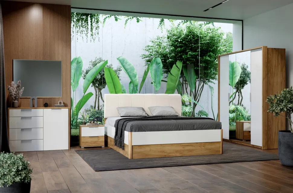 Łóżko Tissa z zagłówkiem 180x200cm białe mat/połysk