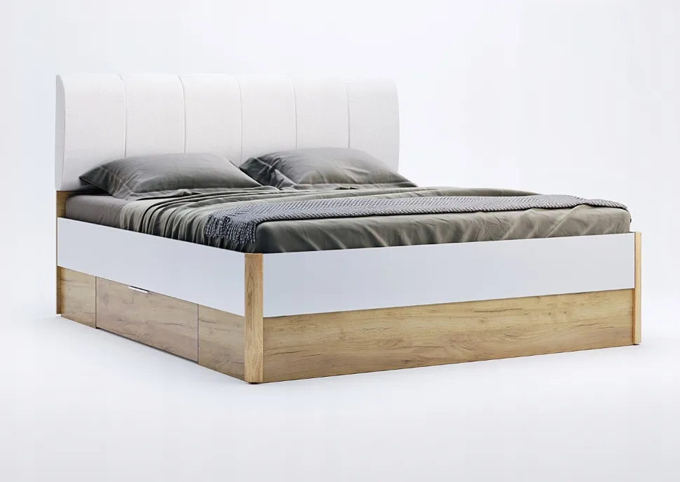 Łóżko Tissa z zagłówkiem 180x200cm białe mat/połysk