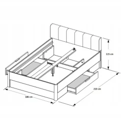 Łóżko Tissa z zagłówkiem 180x200cm białe mat/połysk