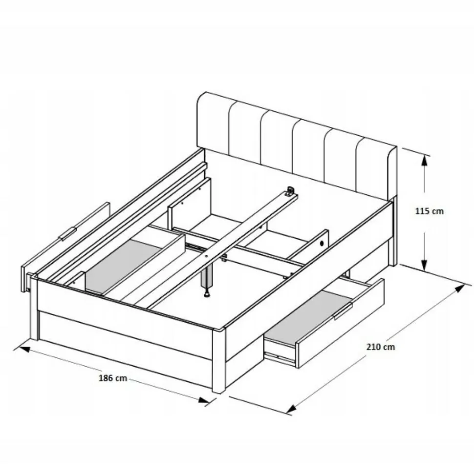 Łóżko Tissa z zagłówkiem 180x200cm białe mat/połysk