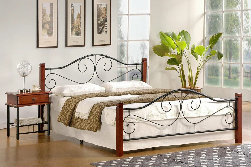 Łóżko Vista 160 cm czereśnia ant./czarny