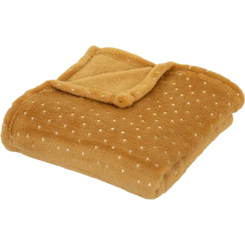 Koc flanelowy żółty w trójkąty 100x75cm