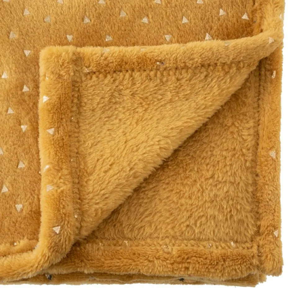 Koc flanelowy żółty w trójkąty 100x75cm