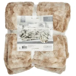 Koc Furry 140x200cm brązowo-kremowy