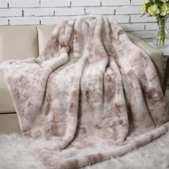 Koc Furry 140x200cm brązowo-kremowy