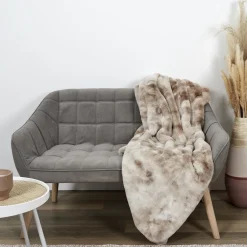 Koc Furry 140x200cm brązowo-kremowy