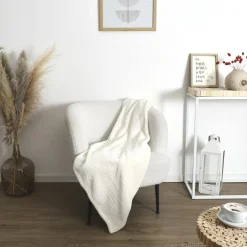 Koc/ Pled Honeycomb kremowy 120x150cm