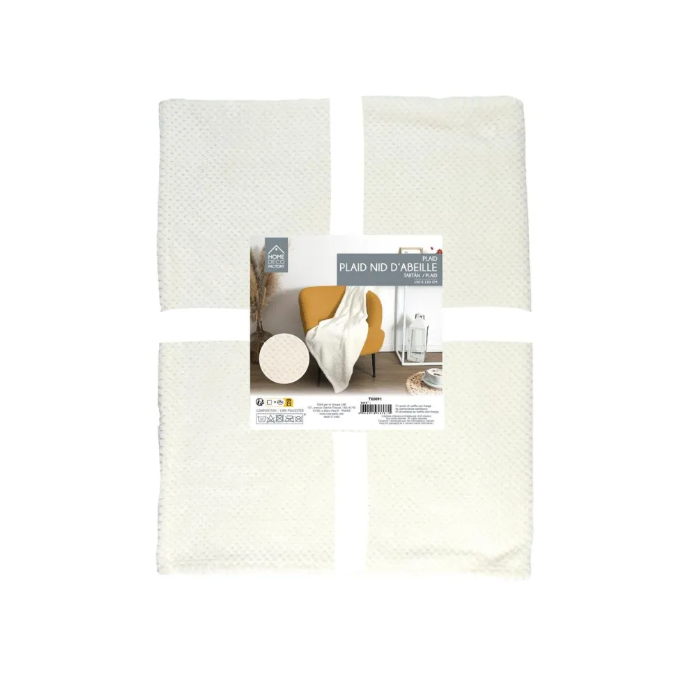 Koc/ Pled Honeycomb kremowy 120x150cm