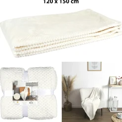 Koc/ Pled Honeycomb kremowy 120x150cm