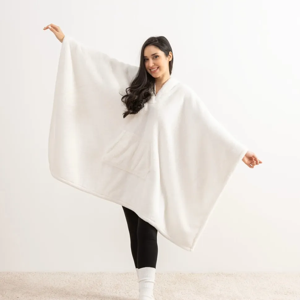 Koc z rękawami Aksel uniwersalny biały