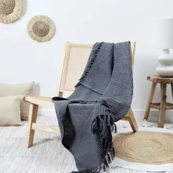 Koc/Pled Waffle antracytowy 150x200cm