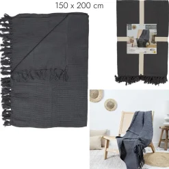 Koc/Pled Waffle antracytowy 150x200cm