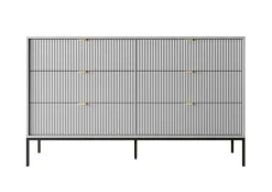 Komoda Delicious 6 szuflad ryflowana szara