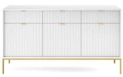 Komoda Delicious duża ryflowana biała/ złote nogi