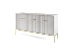 Komoda Delicious duża ryflowana szara / złote nogi