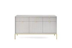 Komoda Delicious duża ryflowana szara / złote nogi